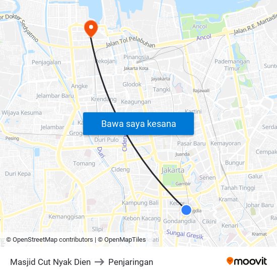 Masjid Cut Nyak Dien to Penjaringan map