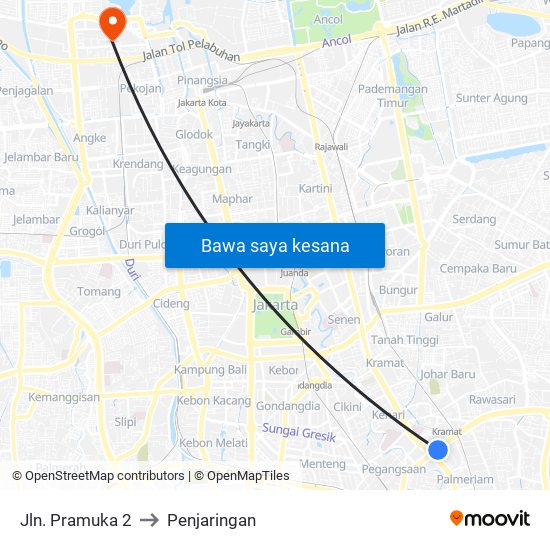 Jln. Pramuka 2 to Penjaringan map