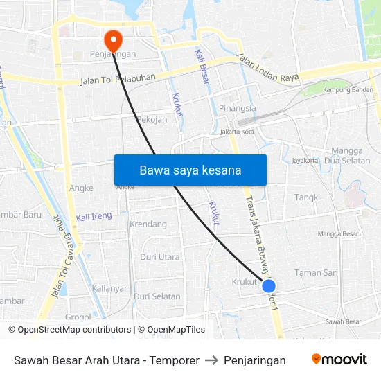 Sawah Besar Arah Utara - Temporer to Penjaringan map