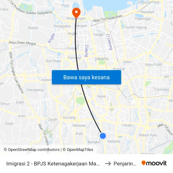 Imigrasi 2 - BPJS Ketenagakerjaan Mampang to Penjaringan map