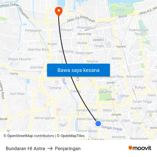 Bundaran HI Astra to Penjaringan map