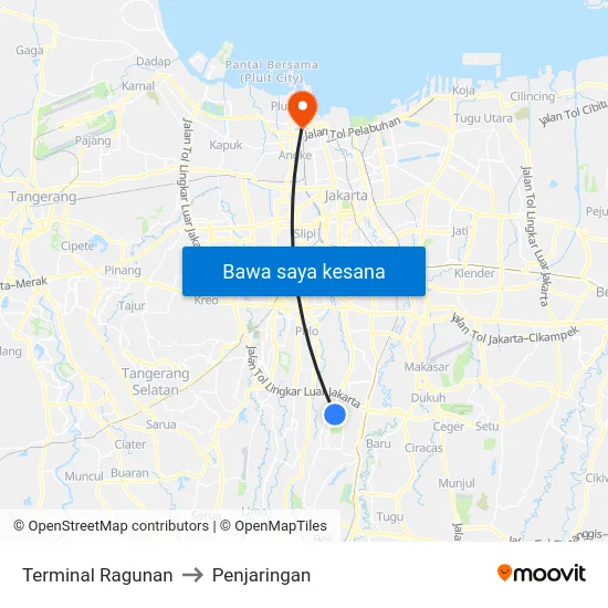 Terminal Ragunan to Penjaringan map
