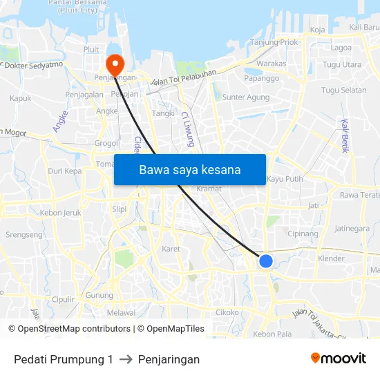 Pedati Prumpung 1 to Penjaringan map