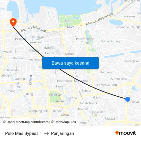 Pulo Mas Bypass 1 to Penjaringan map