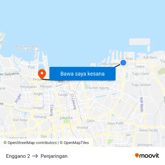 Enggano 2 to Penjaringan map