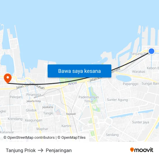 Tanjung Priok to Penjaringan map