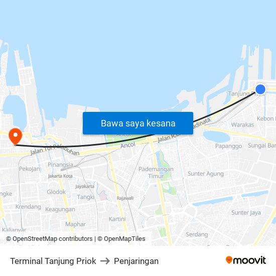 Terminal Tanjung Priok to Penjaringan map