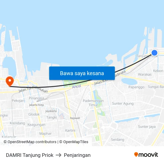DAMRI Tanjung Priok to Penjaringan map