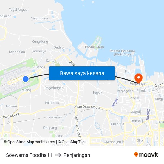 Soewarna Foodhall 1 to Penjaringan map