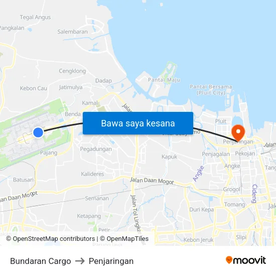 Bundaran Cargo to Penjaringan map