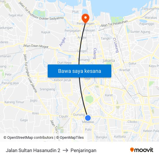 Jalan Sultan Hasanudin 2 to Penjaringan map