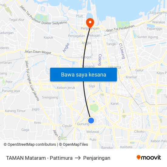TAMAN Mataram - Pattimura to Penjaringan map