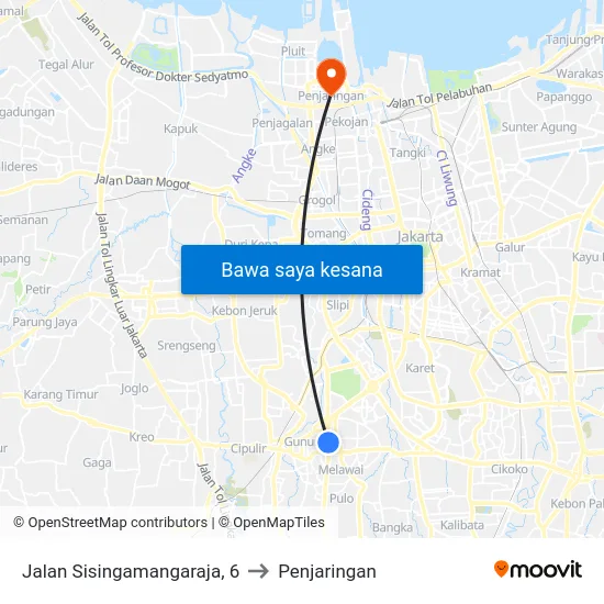 Jalan Sisingamangaraja, 6 to Penjaringan map