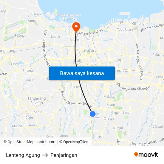 Lenteng Agung to Penjaringan map