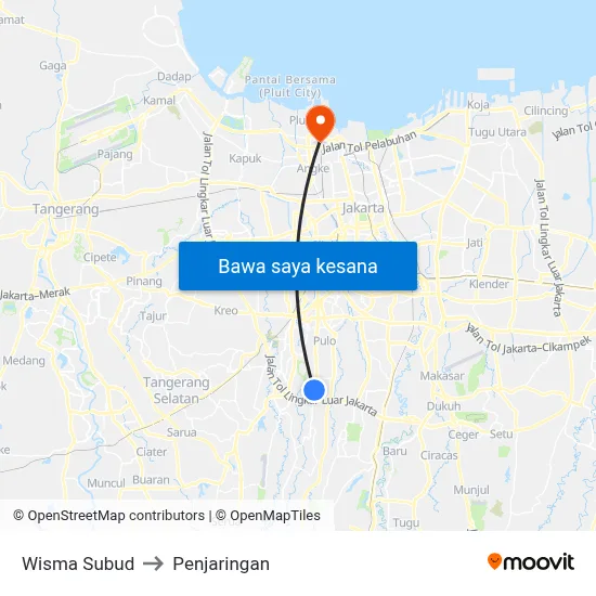 Wisma Subud to Penjaringan map