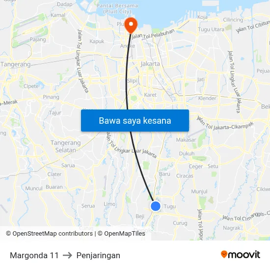 Margonda 11 to Penjaringan map