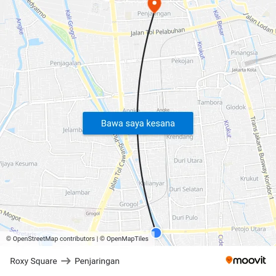 Roxy Square to Penjaringan map