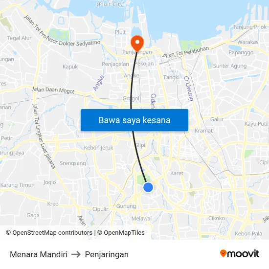 Menara Mandiri to Penjaringan map