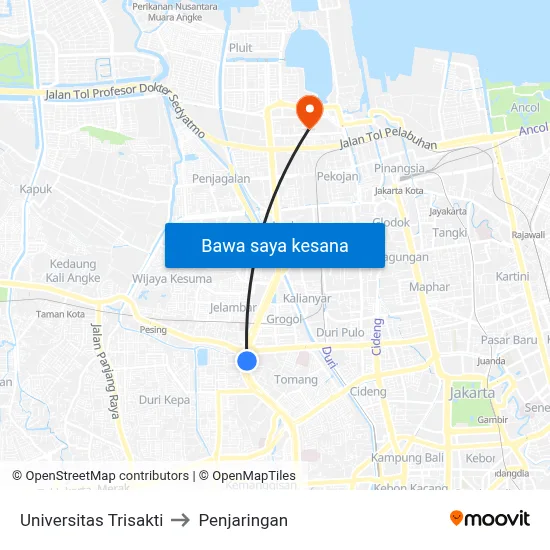 Universitas Trisakti to Penjaringan map