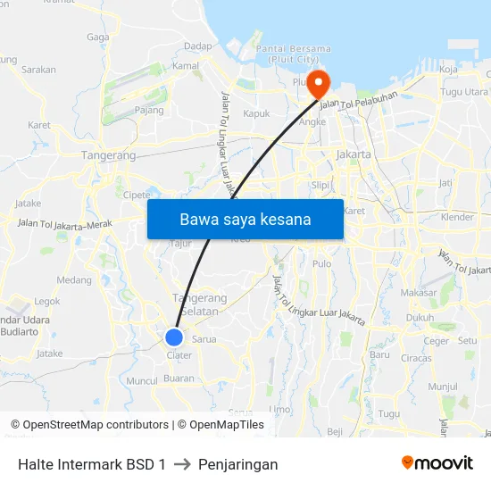 Halte Intermark BSD 1 to Penjaringan map