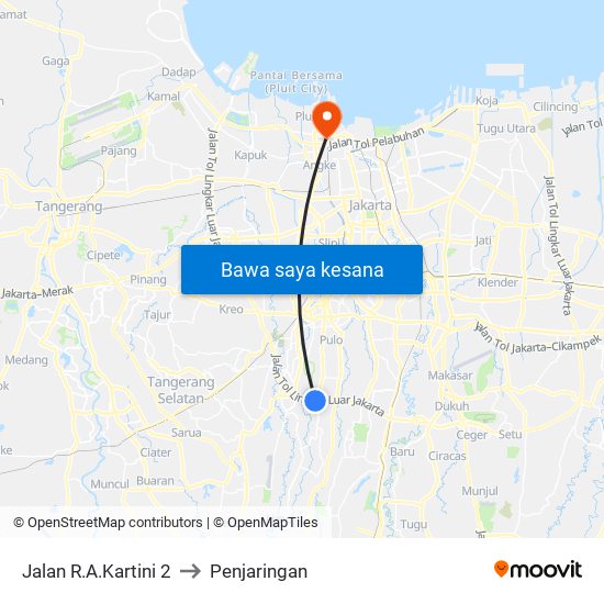 Jalan R.A.Kartini 2 to Penjaringan map