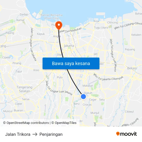 Jalan Trikora to Penjaringan map