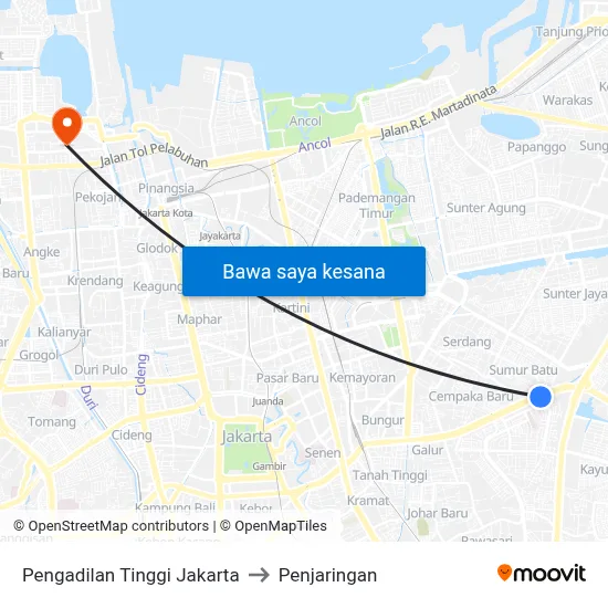 Pengadilan Tinggi Jakarta to Penjaringan map