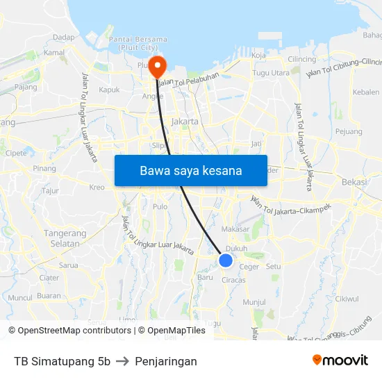 TB Simatupang 5b to Penjaringan map