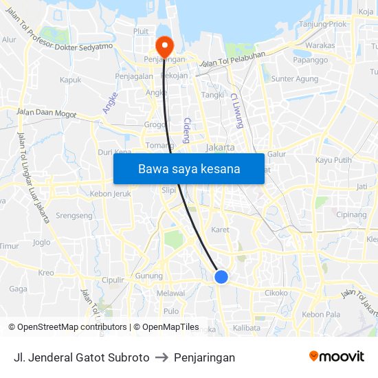 Jl. Jenderal Gatot Subroto to Penjaringan map