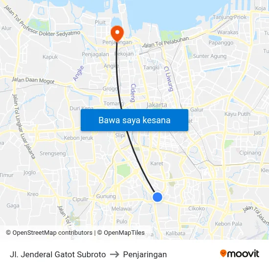 Jl. Jenderal Gatot Subroto to Penjaringan map