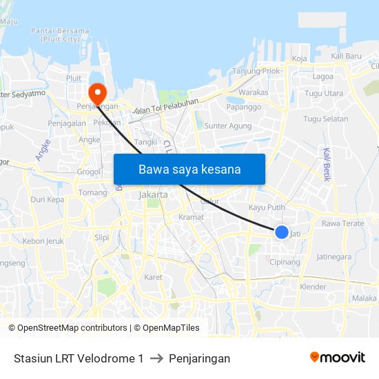 Stasiun LRT Velodrome 1 to Penjaringan map