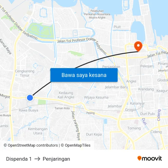 Dispenda 1 to Penjaringan map