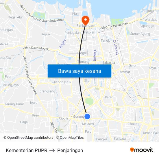 Kementerian PUPR to Penjaringan map