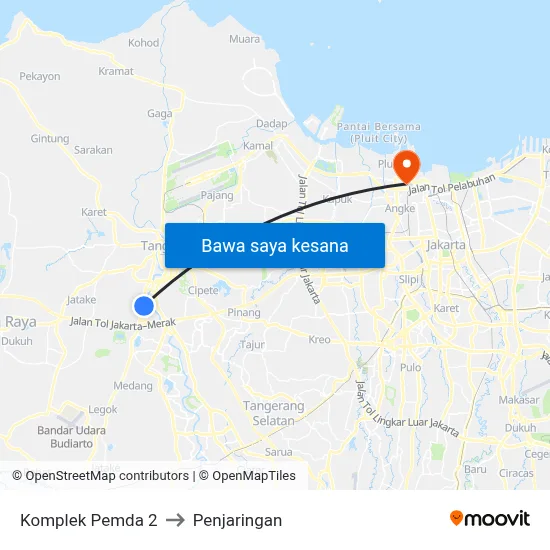 Komplek Pemda 2 to Penjaringan map