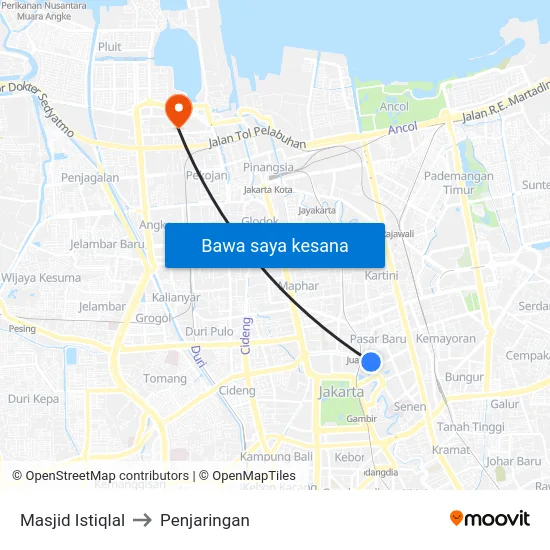 Masjid Istiqlal to Penjaringan map
