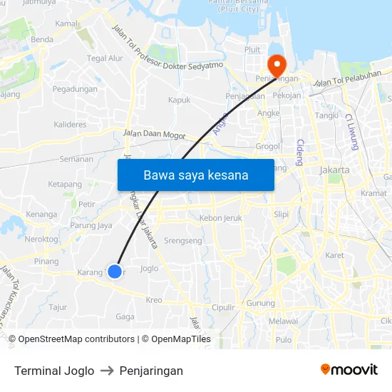 Terminal Joglo to Penjaringan map