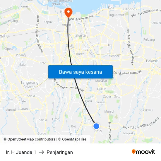 Ir. H Juanda 1 to Penjaringan map