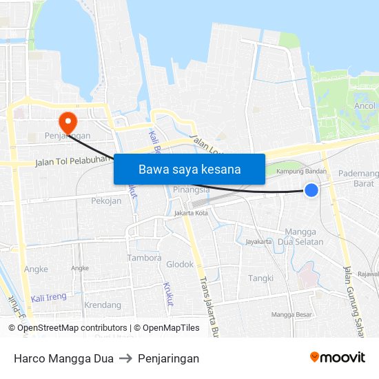 Harco Mangga Dua to Penjaringan map