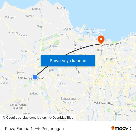 Plaza Europa 1 to Penjaringan map