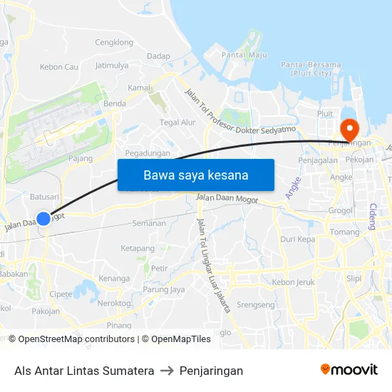 Als Antar Lintas Sumatera to Penjaringan map