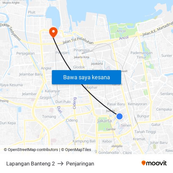 Lapangan Banteng 2 to Penjaringan map