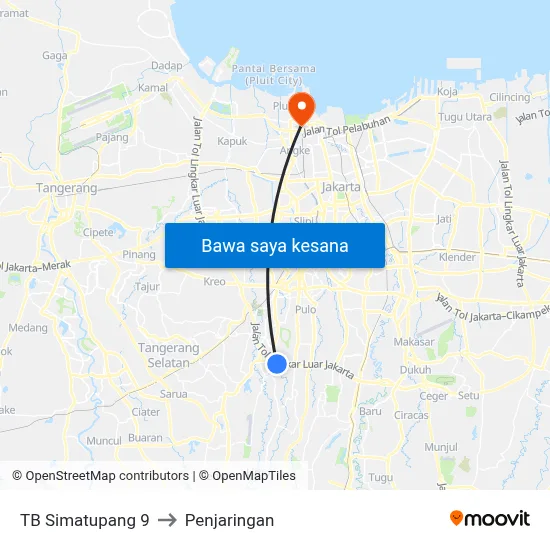TB Simatupang 9 to Penjaringan map