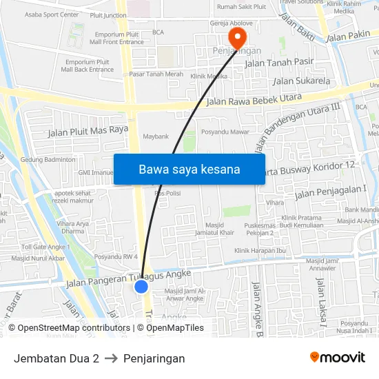 Jembatan Dua 2 to Penjaringan map