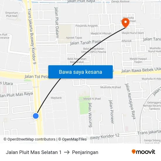 Jalan Pluit Mas Selatan 1 to Penjaringan map
