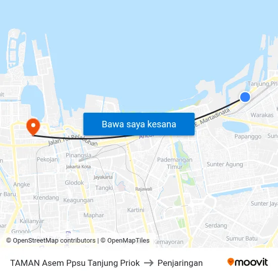 TAMAN Asem Ppsu Tanjung Priok to Penjaringan map