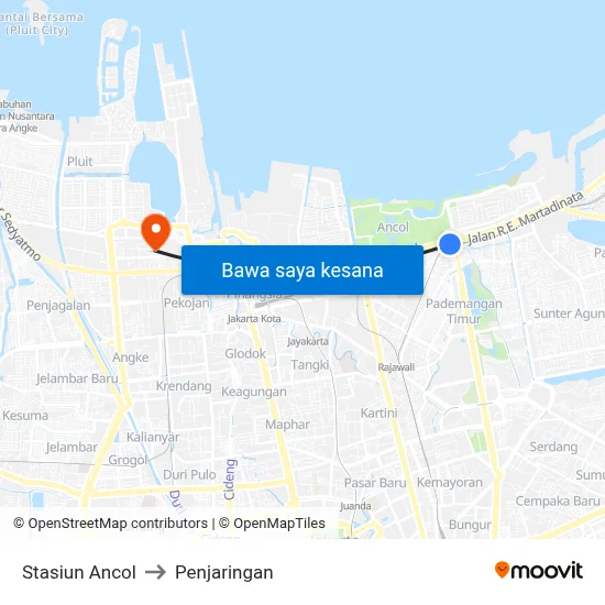Stasiun Ancol to Penjaringan map