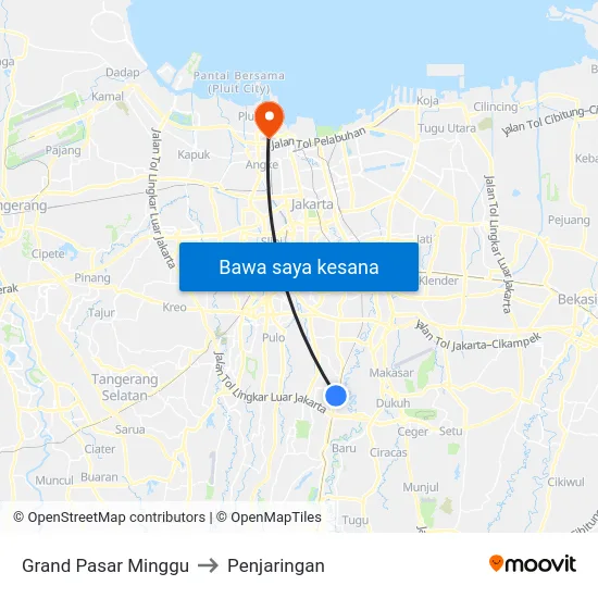 Grand Pasar Minggu to Penjaringan map