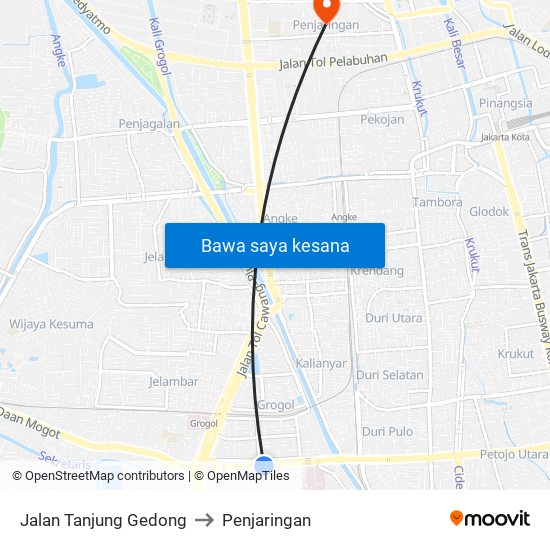 Jalan Tanjung Gedong to Penjaringan map