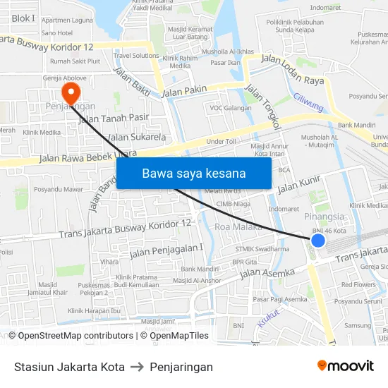 Stasiun Jakarta Kota to Penjaringan map
