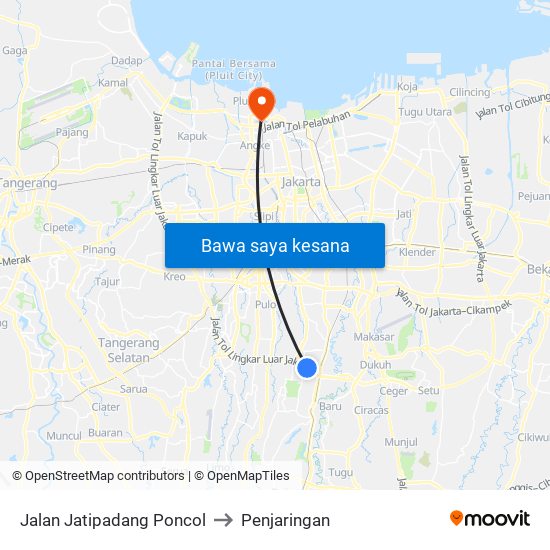 Jalan Jatipadang Poncol to Penjaringan map